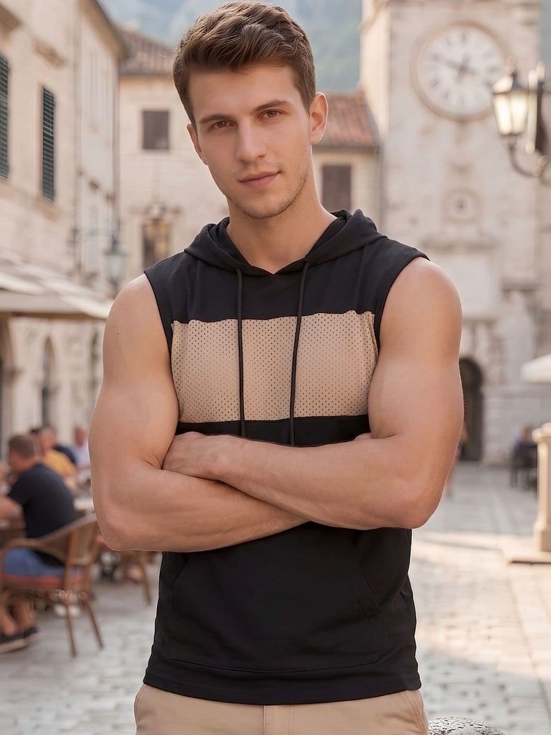 Looks United Colourblocked Cotton Blend Gym Vest - view 1