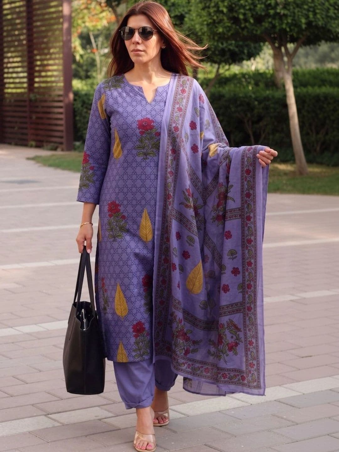 Moda Rapido Women Floral Printed Regular Kurta with Trousers & With Dupatta - view 1