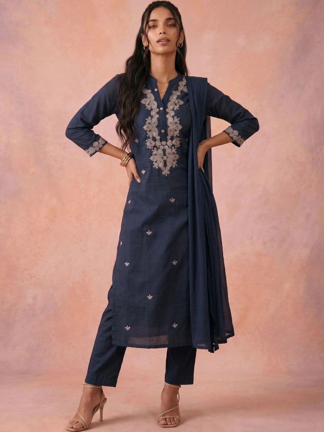 DRIP CHOWK Women Ethnic Motifs Embroidered Regular Thread Work Kurta with Trousers & With Dupatta - view 1