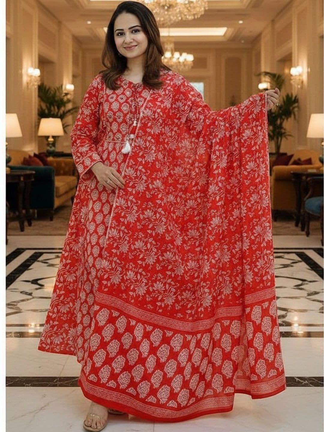 BABA KURTI Women Floral Printed Regular Kurta with Trousers & With Dupatta - view 1