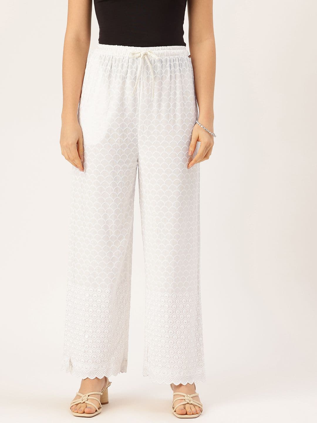 FERANOID Women Embroidered Knitted Ethnic Palazzos - view 1