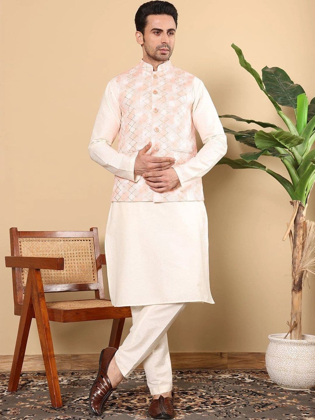 Anouk Embroidered Woven Nehru Jackets - view 1