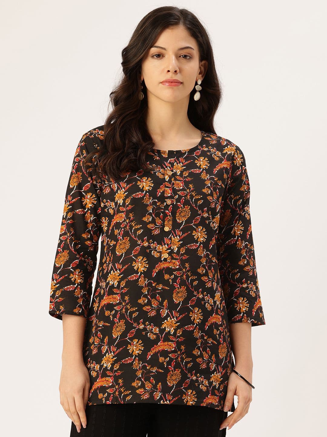FERANOID Floral Printed Pure Cotton Blend Kurti - view 1