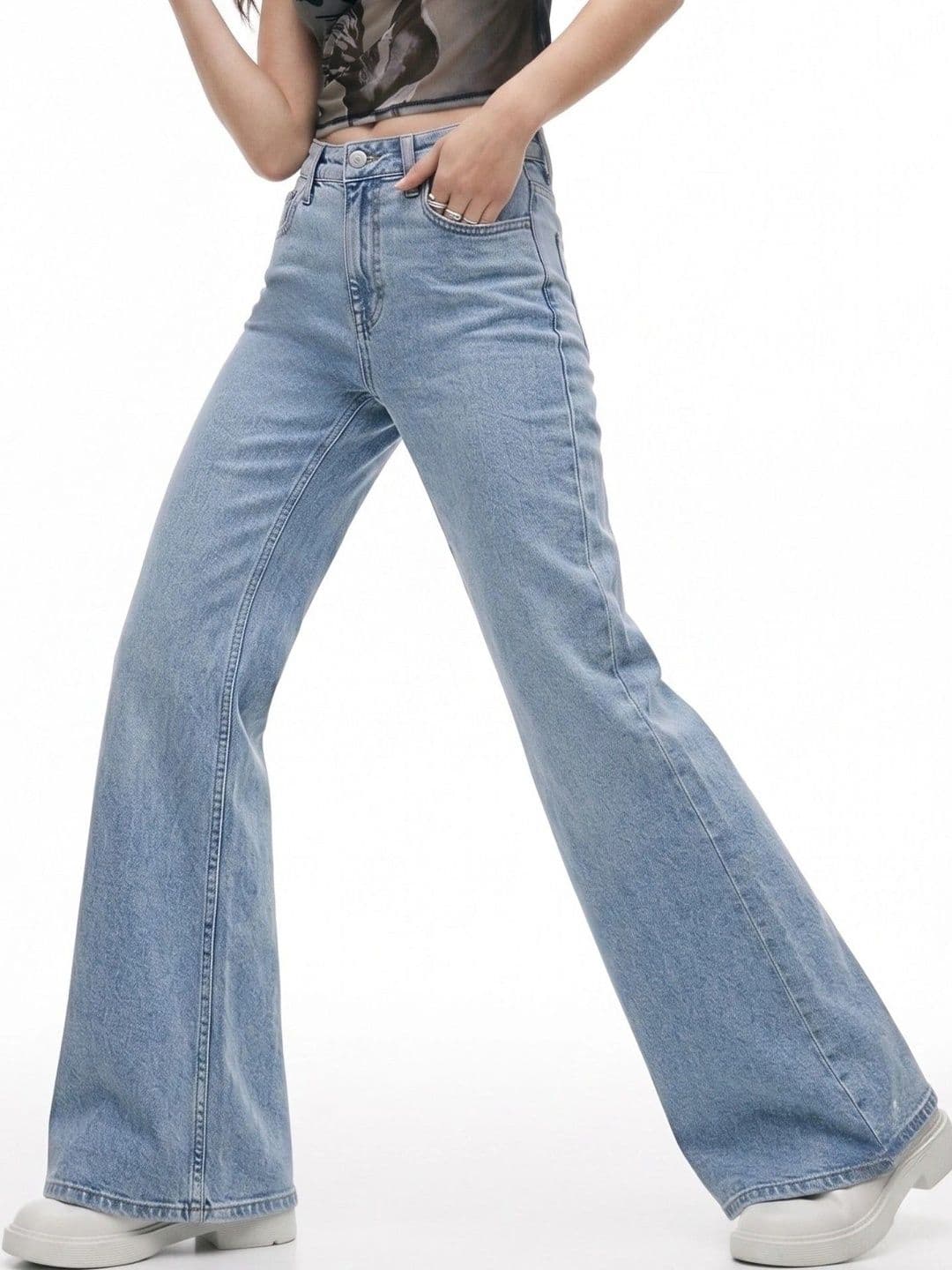 Outzidr Women Flared Mid-Rise Jeans - view 1