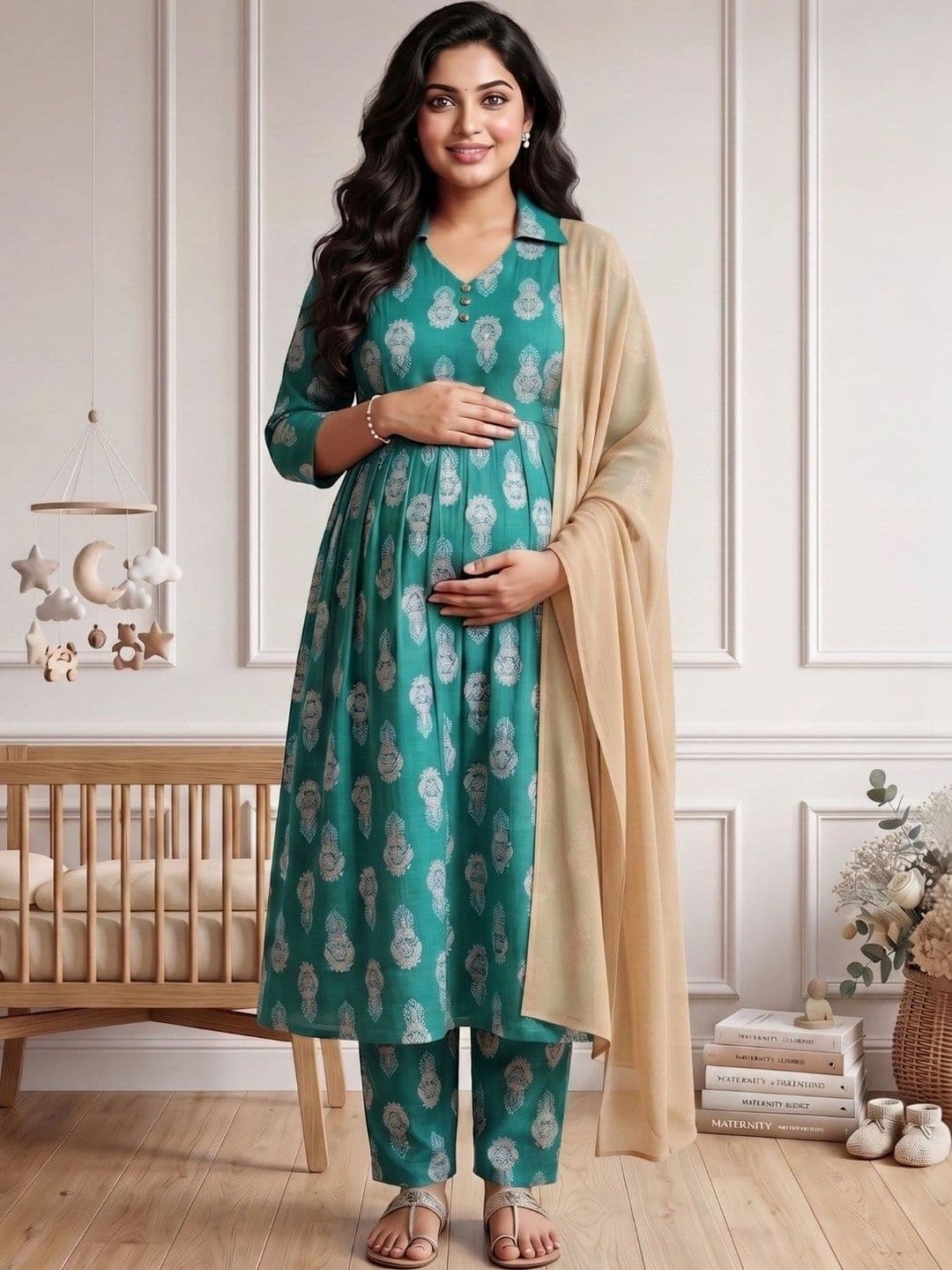 DUMMY SHAPE Women Ethnic Motifs Printed Empire Kurta with Trousers & With Dupatta - view 1
