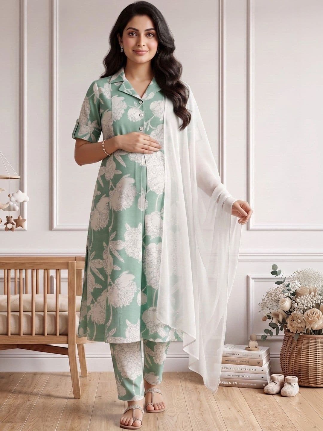 DUMMY SHAPE Women Floral Printed Regular Kurta with Trousers & With Dupatta - view 1