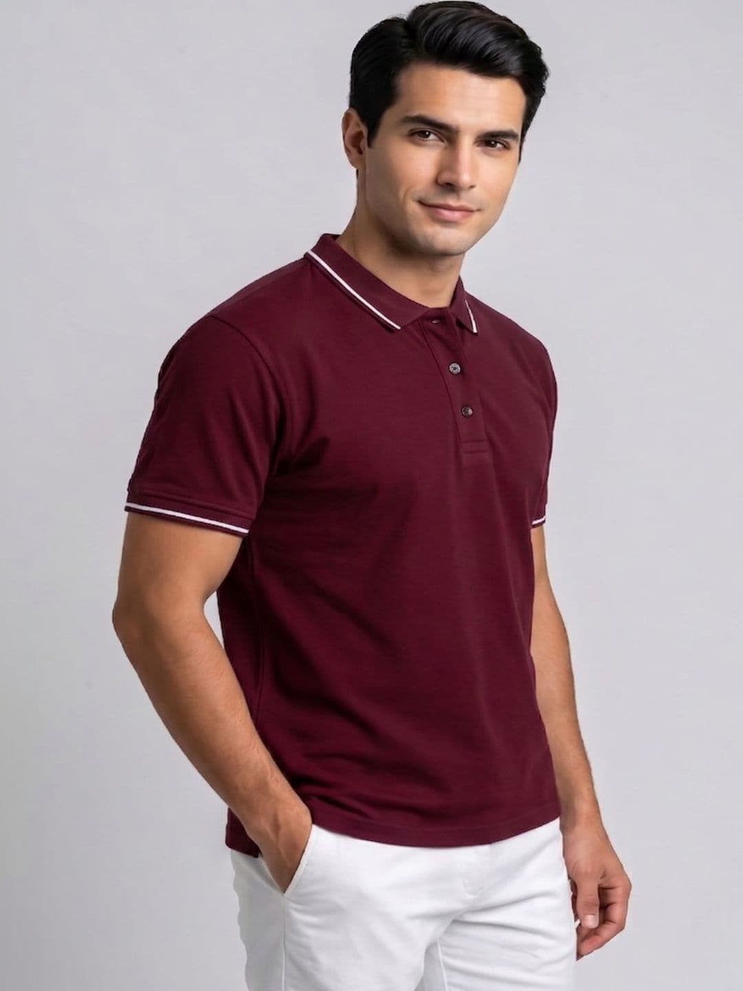 Attire Hub Men Polo Collar T-shirt - view 1