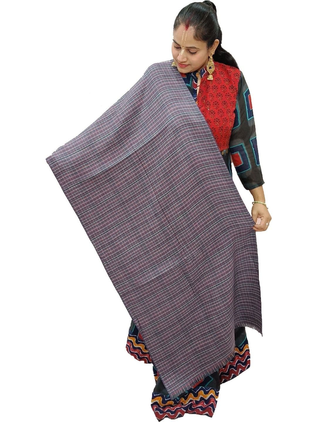 KAVIM Women Striped Woven Design Shawl - view 1
