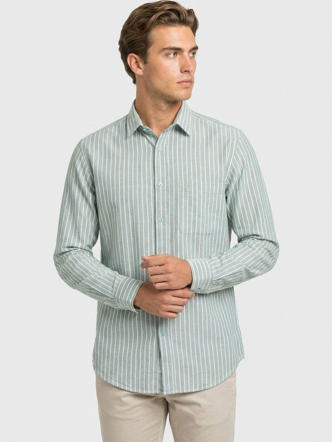 Raymond Men Standard Slim Fit Striped Casual Shirt - view 1