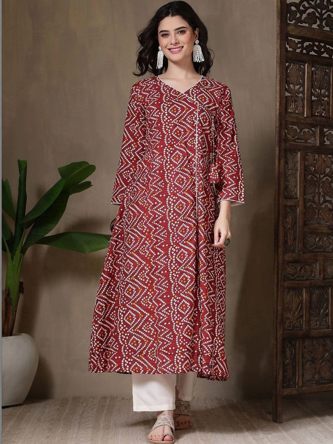 Sangria Women Bandhani Printed Anarkali Kurta - view 1