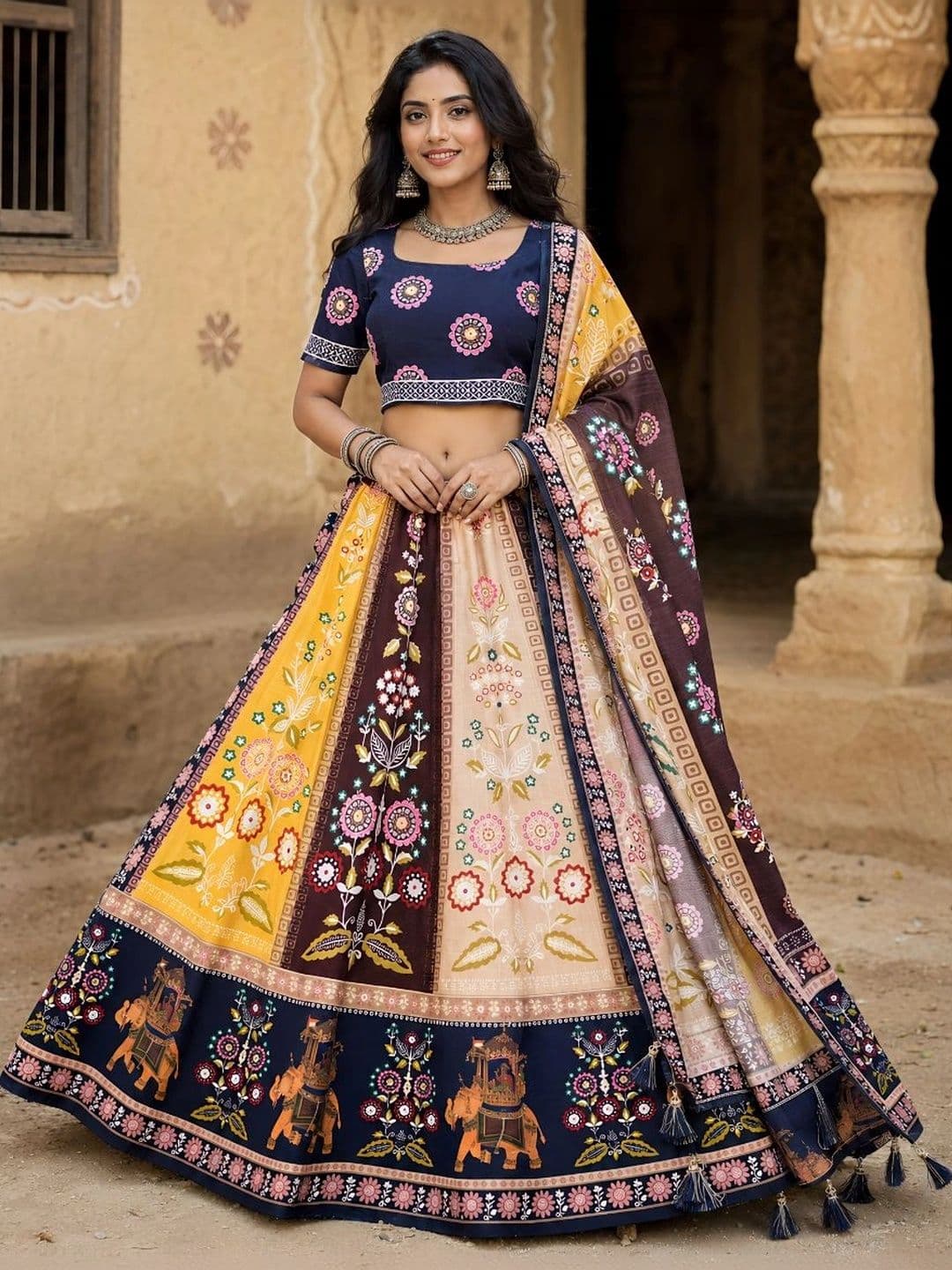 Kaizen TEXO FAB Printed Semi-Stitched Lehenga & Unstitched Blouse With Dupatta - view 1