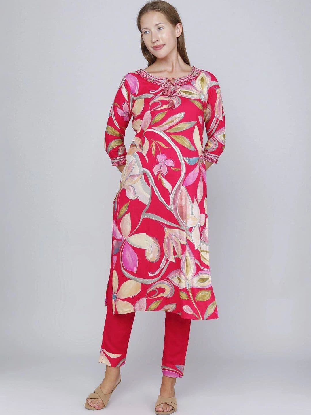 V-Mart Floral Printed Tunic with Trousers - view 1
