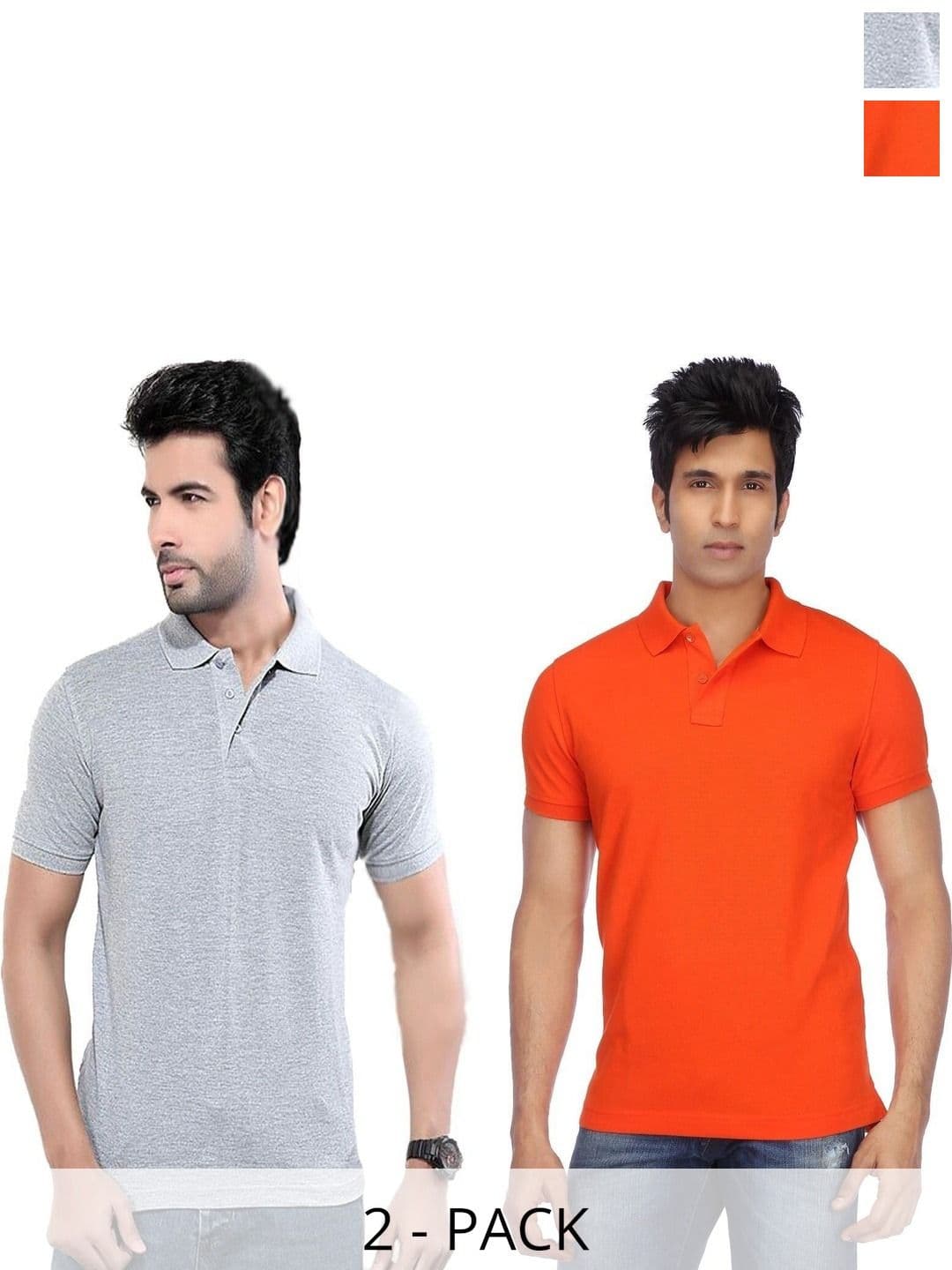 KETEX Men Pack of 2 Polo Collar Slim Fit T-shirt - view 1