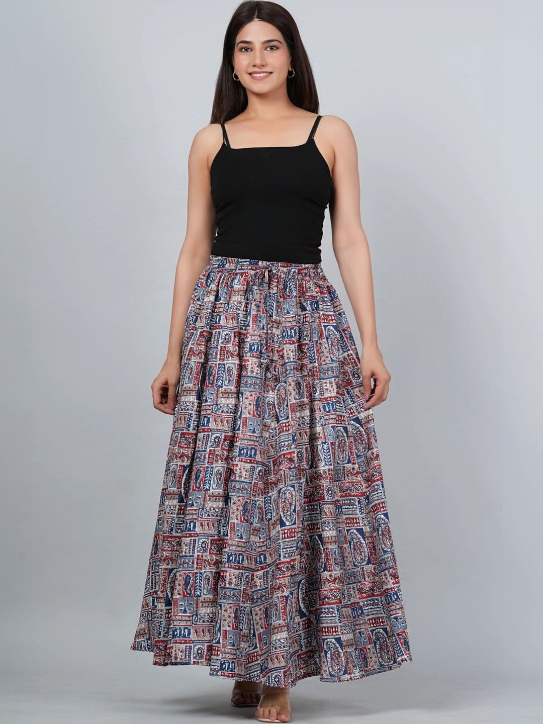 AARMAD Women Pure Cotton Cotton Cambric Self Design Maxi Flared Skirt - view 1