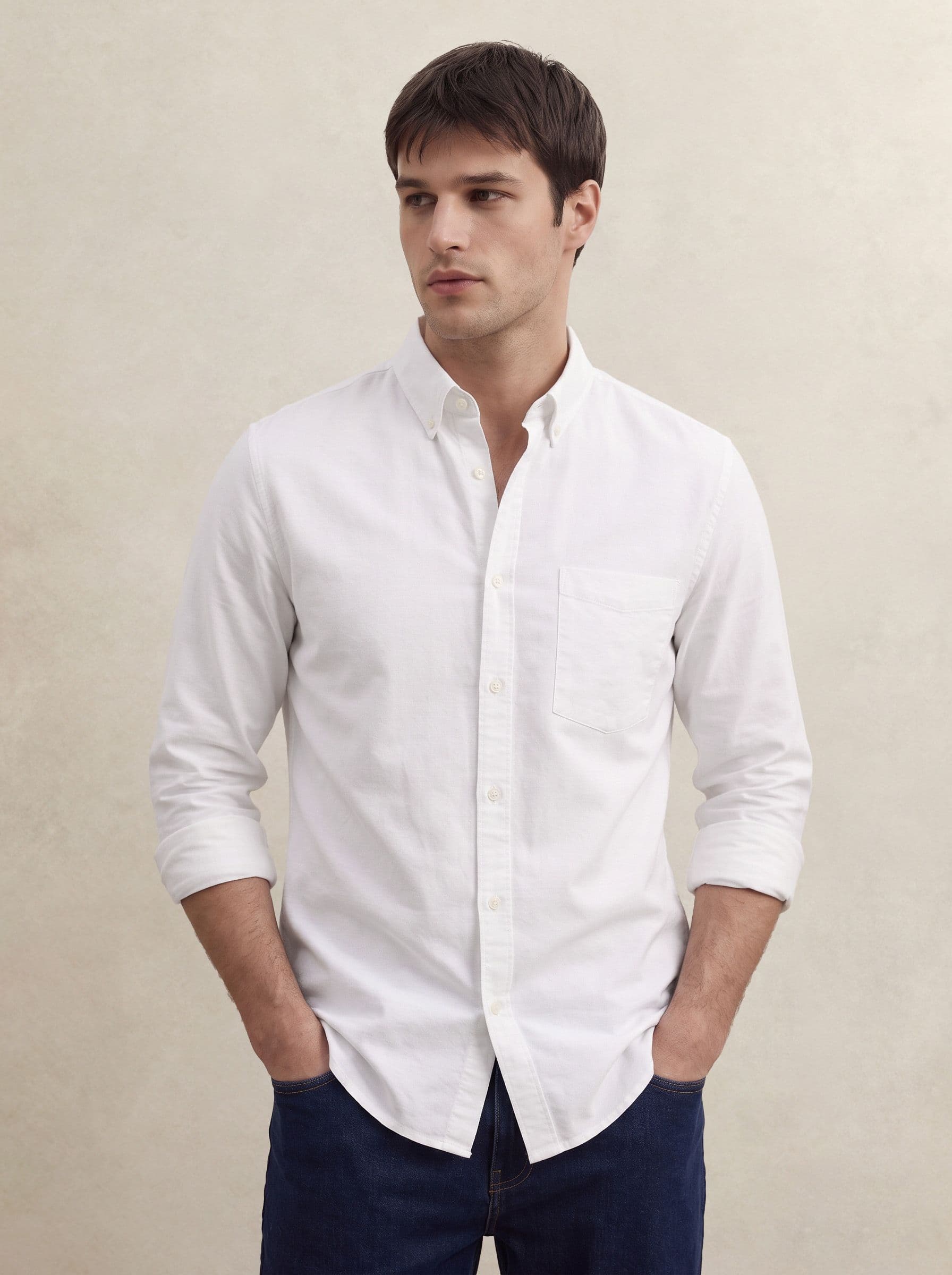THE SHIRT CODE Button-Down Collar Pure Cotton Casual Shirt - view 1