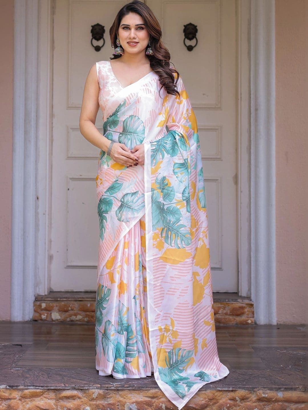 Mitera Floral Poly Georgette Designer Saree - view 1