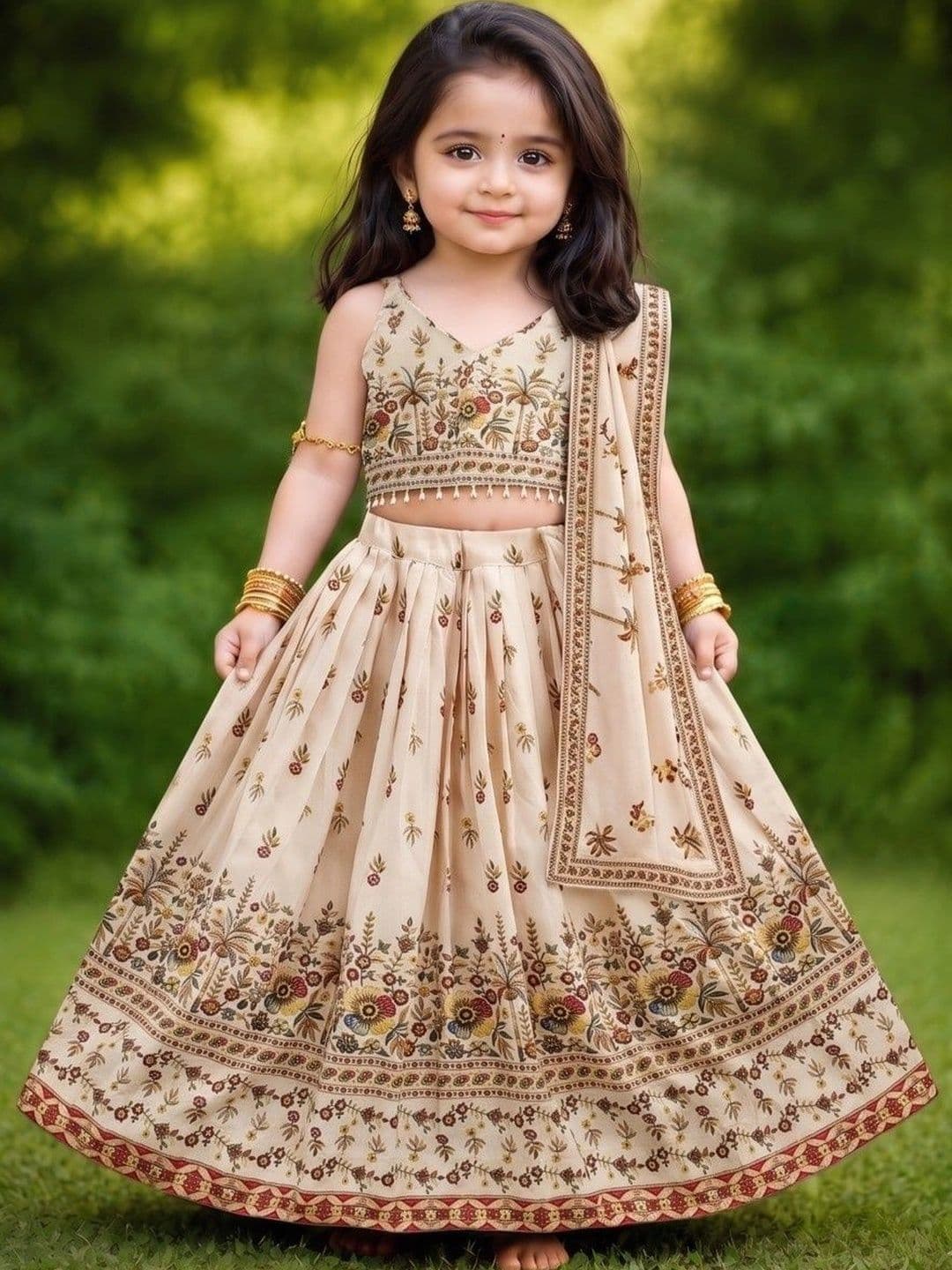 Shoryam Fashion Girls Embroidered Thread Work Ready to Wear Lehenga & Blouse With Dupatta - view 1
