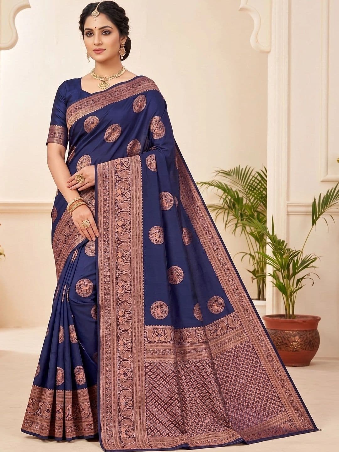 ADR CHIKANKARI Woven Design Zari Art Silk Banarasi Saree - view 1