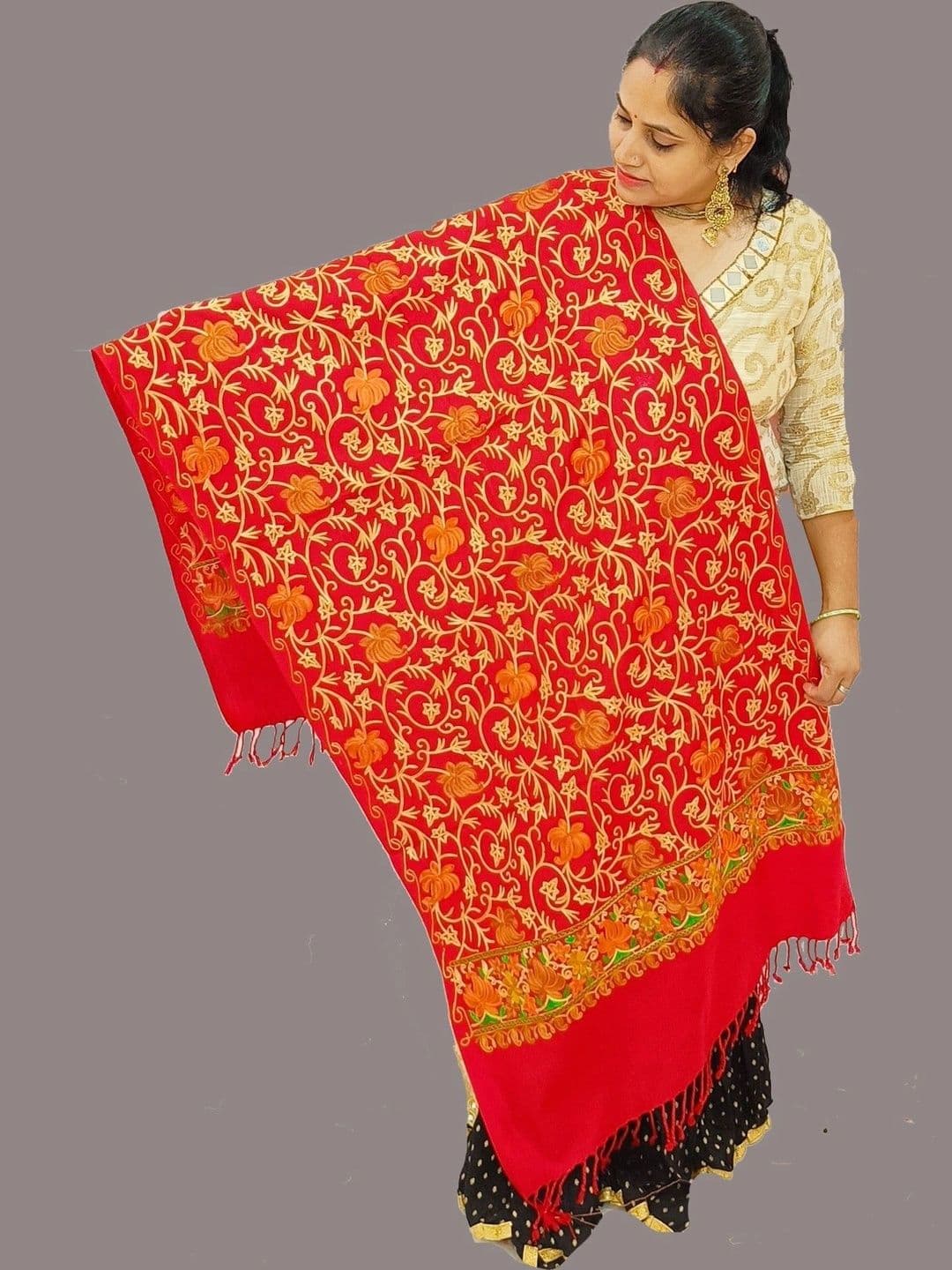 KAVIM Women Floral Embroidered Shawl - view 1