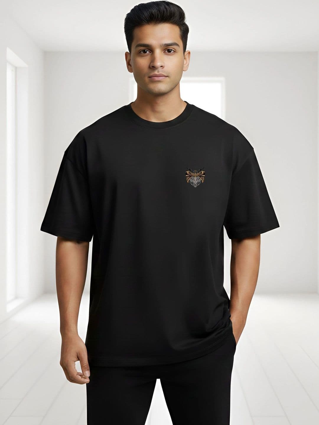 Black Pigeon Black Graphic Printed Oversized T-shirt for Men - view 1