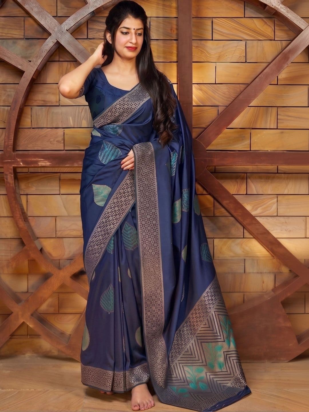 nejadhari tax Woven Design Zari Art Silk Banarasi Saree - view 1