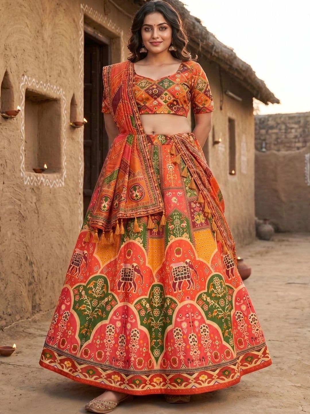Kaizen TEXO FAB Printed Semi-Stitched Lehenga & Unstitched Blouse With Dupatta - view 1