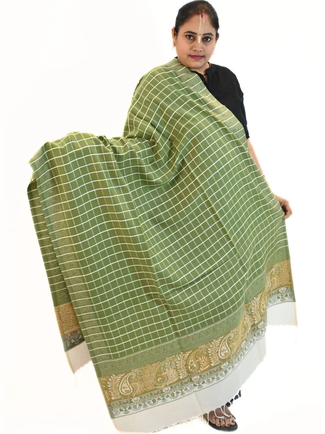 KAVIM Women Striped Woven Design Shawl - view 1