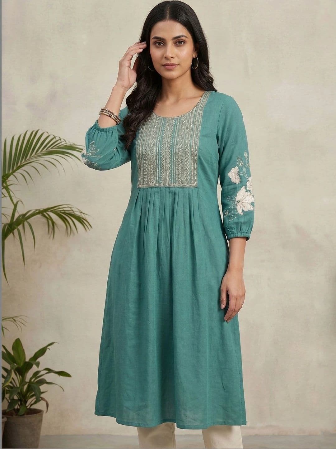 Samangali Silks Women Ethnic Motifs Embroidered Thread Work Kurta - view 1