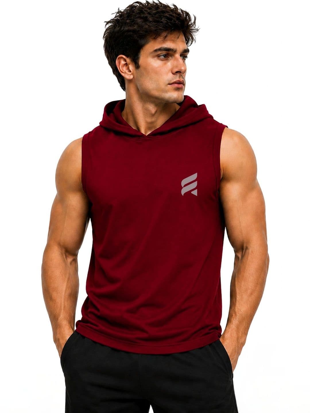 3Colors Men's Sleeveless Gym Hoodie | Quick Dry Active Hooded Tank Top | Lightweight Workout Vest for Gym, Running, Training & Fitness - view 1