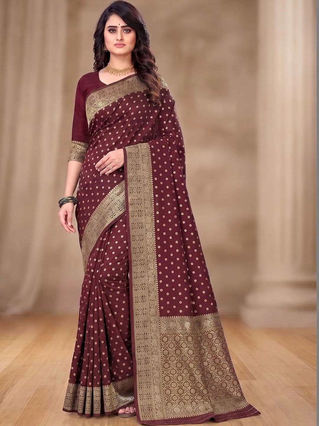 ADR CHIKANKARI Woven Design Zari Art Silk Banarasi Saree - view 1