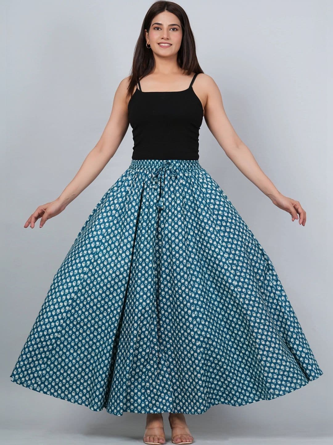 AARMAD Women Pure Cotton Cotton Cambric Floral Maxi Flared Skirt - view 1