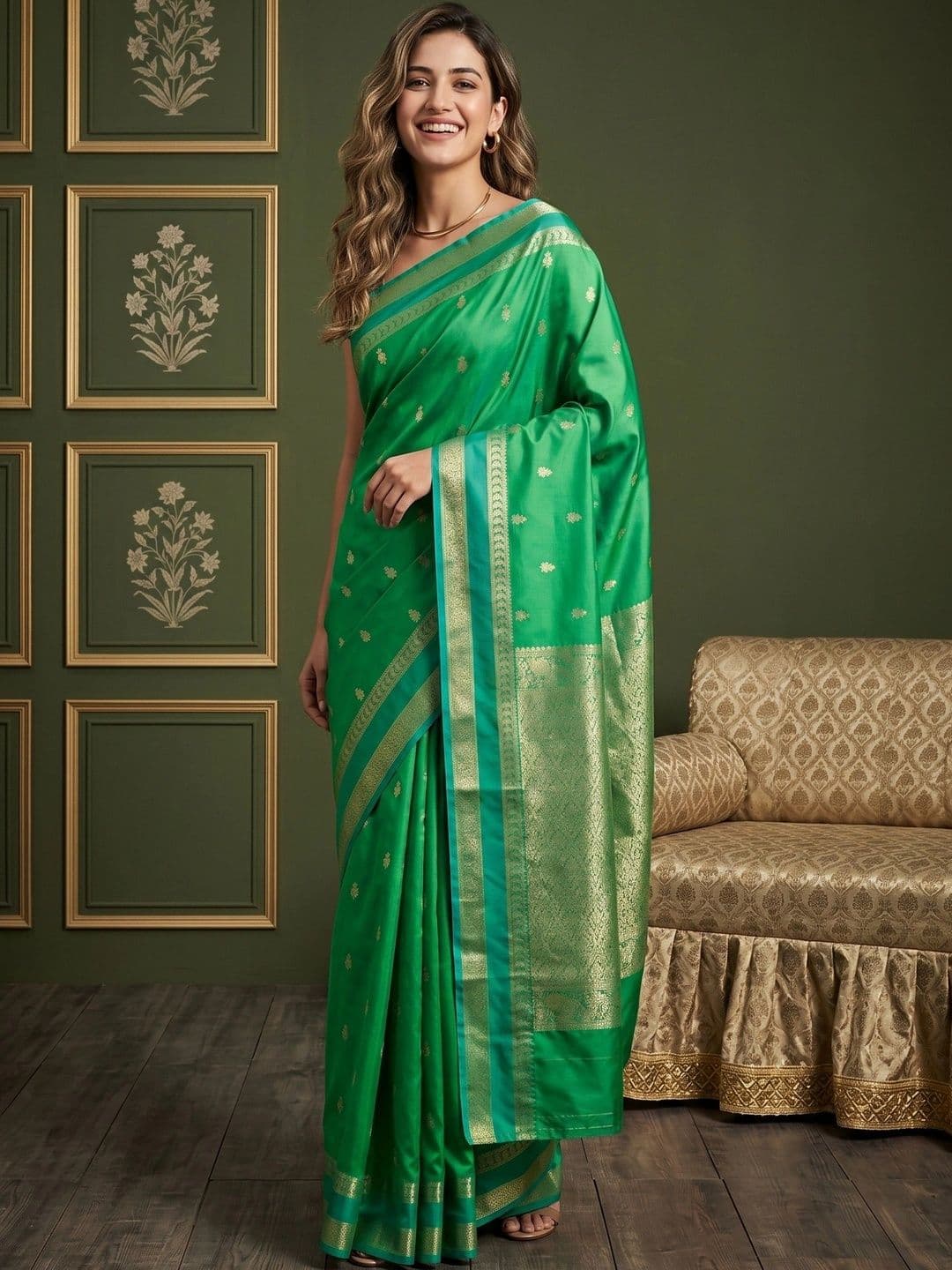 R K MANIYAR Woven Design Zari Art Silk Designer Banarasi Saree - view 1