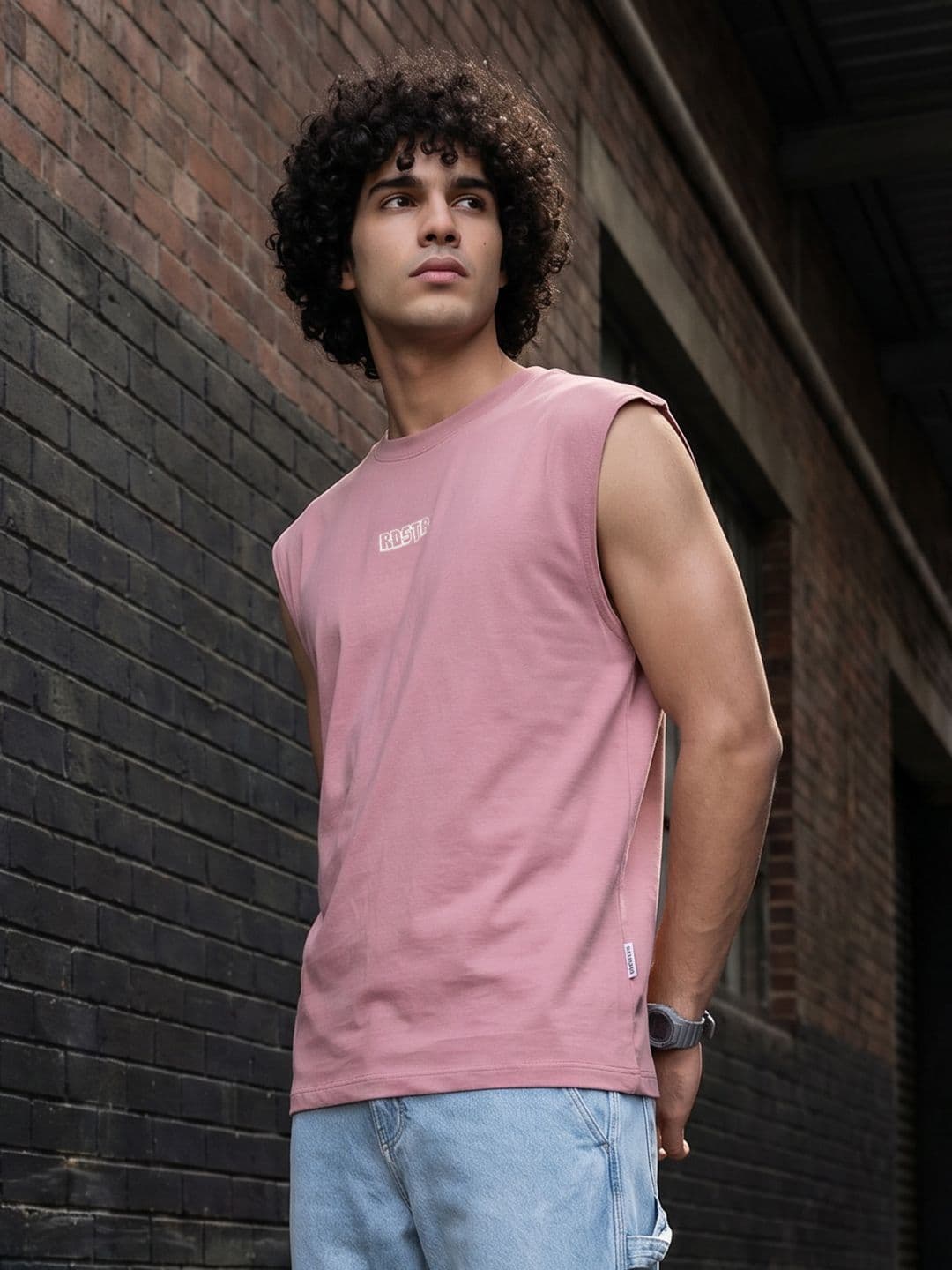 The Roadster Life Co. Sleeveless Printed Pure Cotton T-shirt - view 1