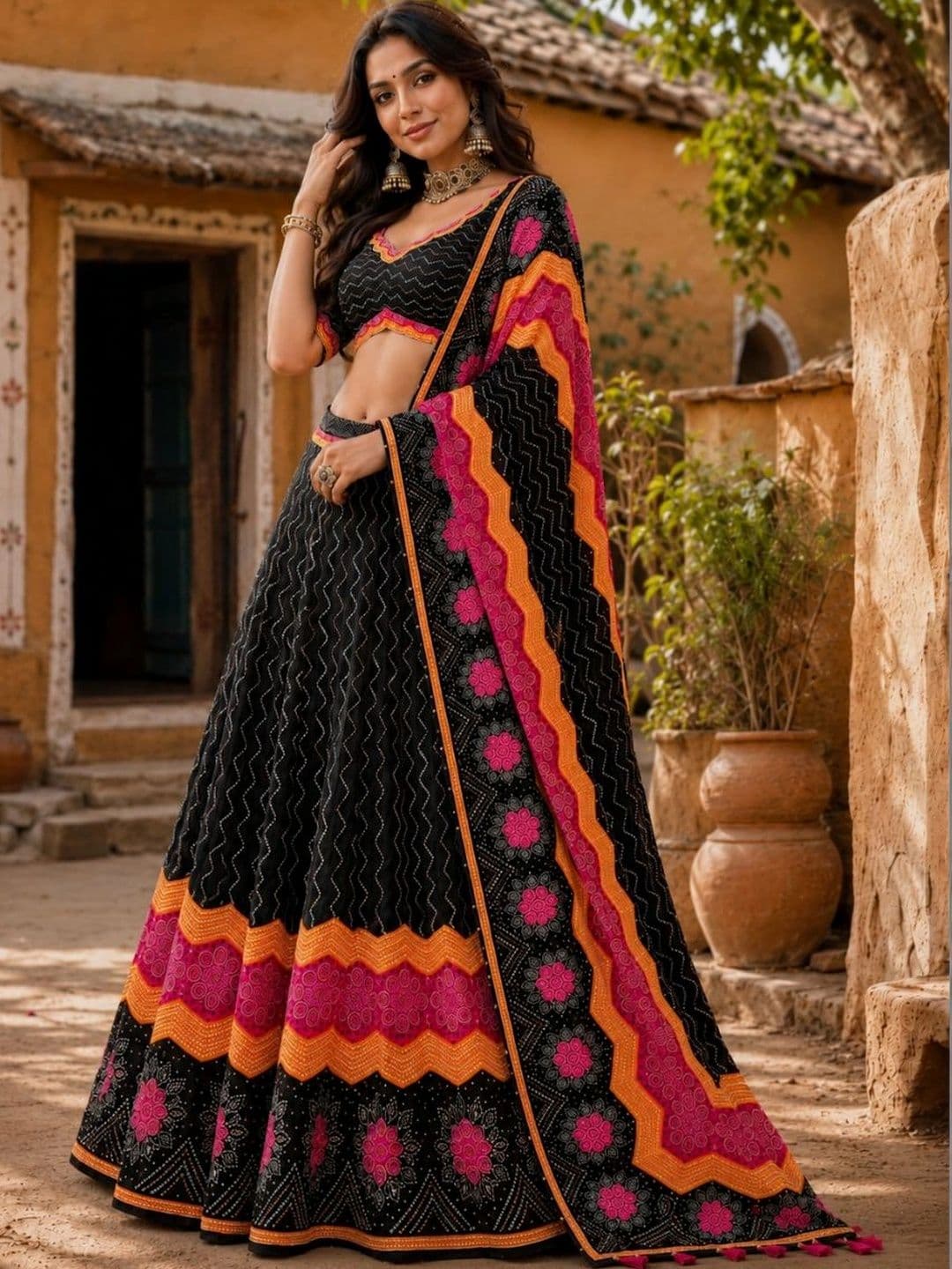 Kaizen TEXO FAB Printed Semi-Stitched Lehenga & Unstitched Blouse With Dupatta - view 1