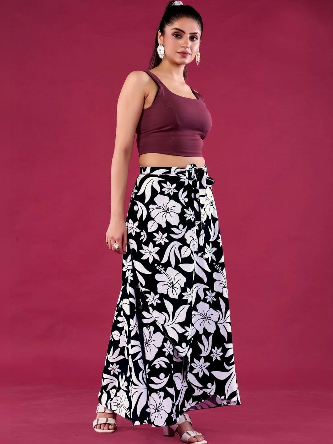Moda Rapido Cotton Cambric Floral Maxi Wrap Skirt - view 1