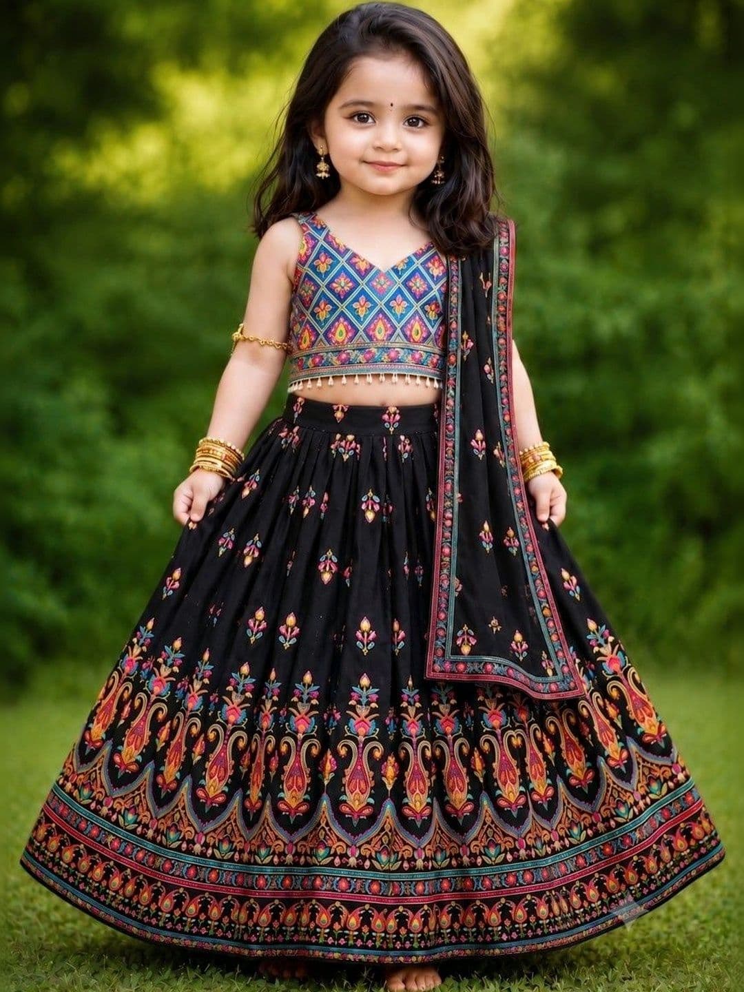 Shoryam Fashion Girls Printed Ready to Wear Lehenga & Blouse With Dupatta - view 1
