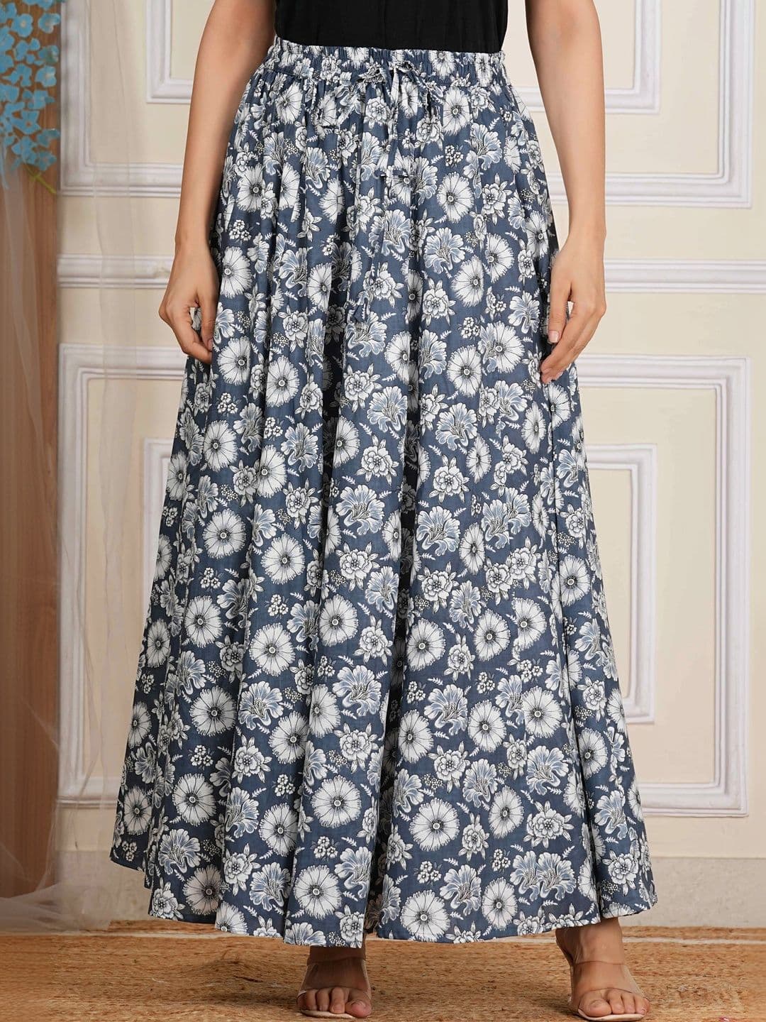 AARMAD Women Pure Cotton Cotton Cambric Floral Maxi Flared Skirt - view 1