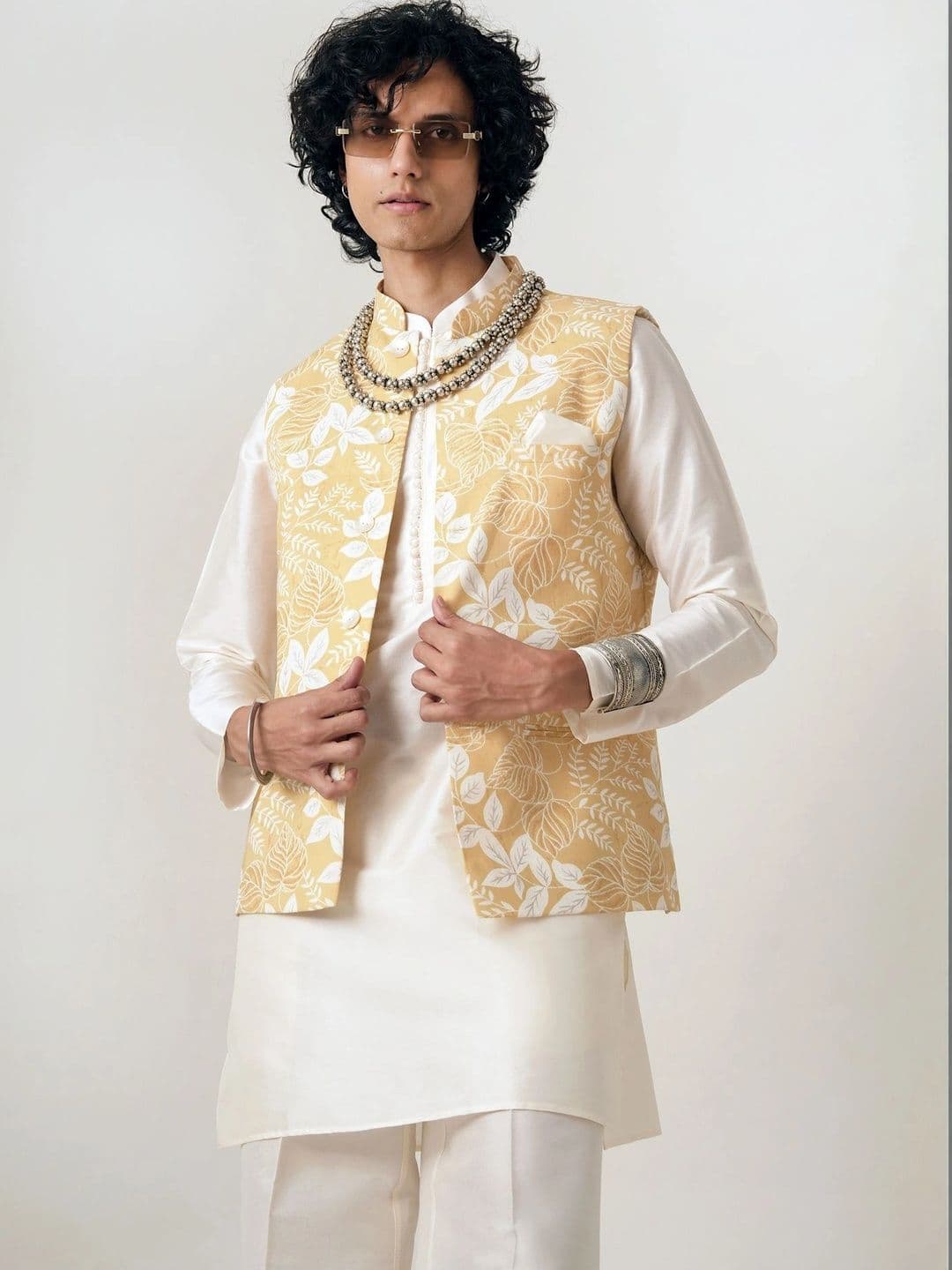 KISAH Printed Cotton Woven Nehru Jacket - view 1