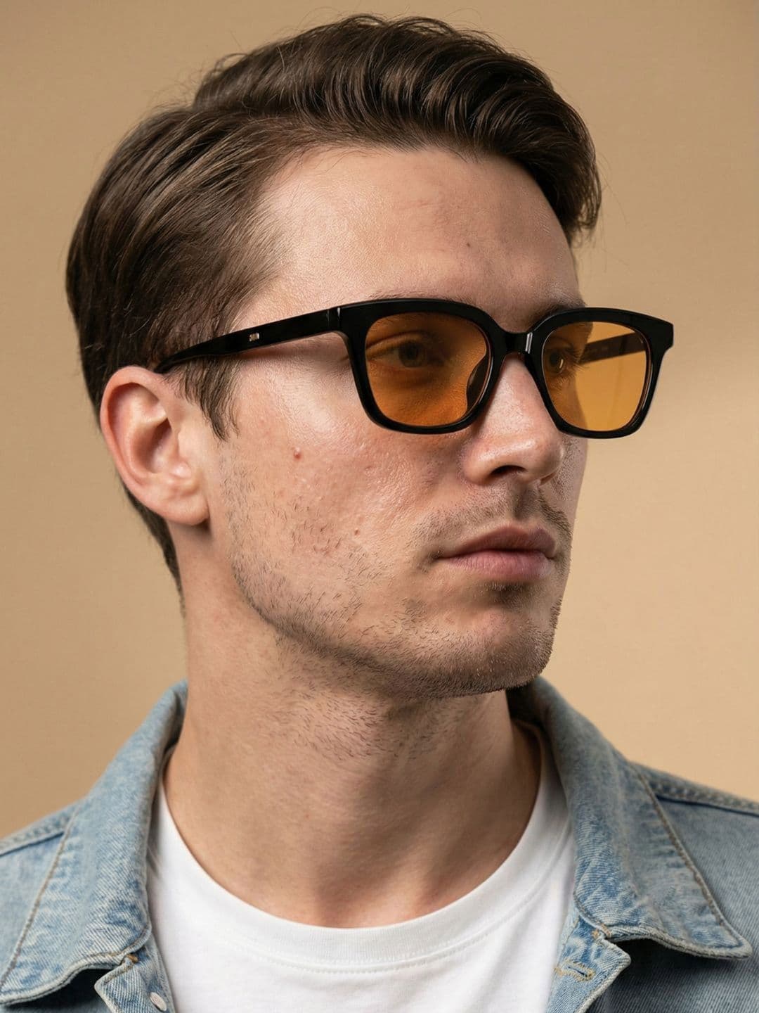 goglassic Unisex Full Rim Rectangle Sunglasses with UV Protected Lens MARCO-BLACK-ORANGE - view 1