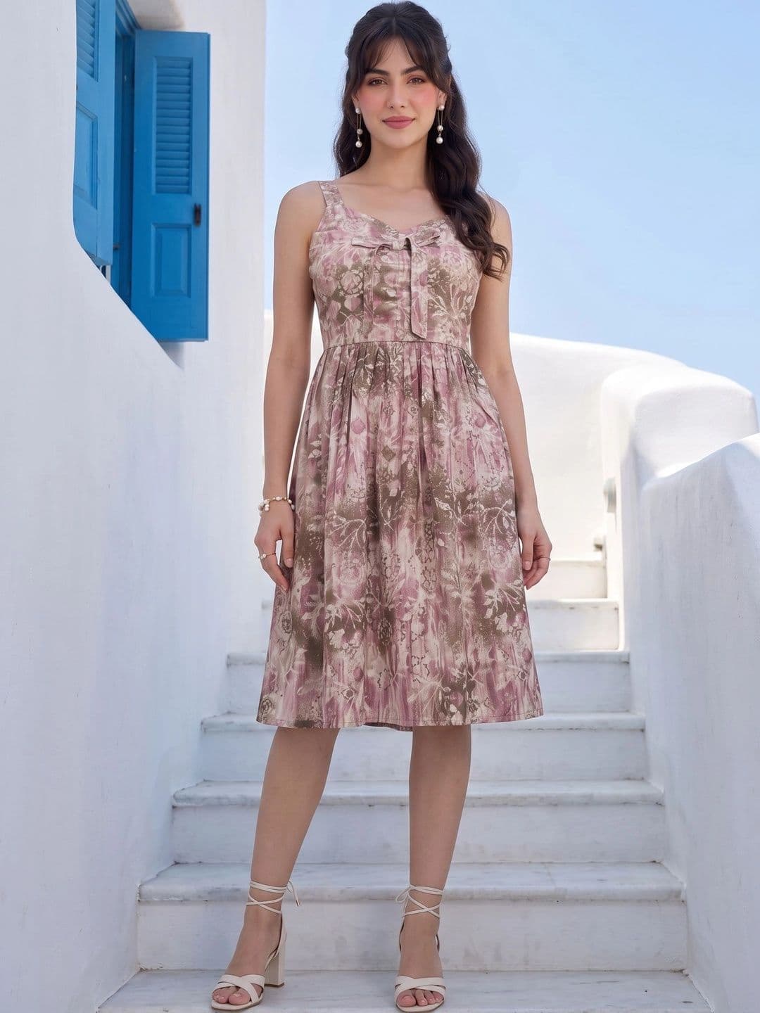 Saga by mamicha Print Crepe A-Line Dress - view 1