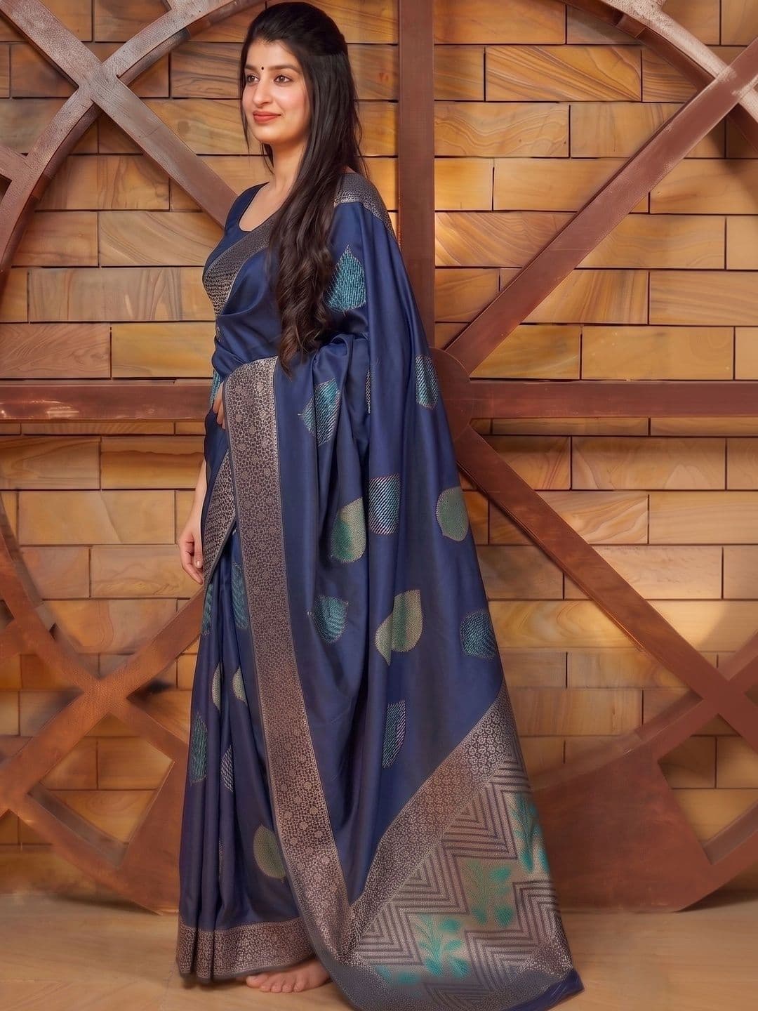 RAJMUDRAFASHION Woven Design Zari Art Silk Banarasi Saree - view 1
