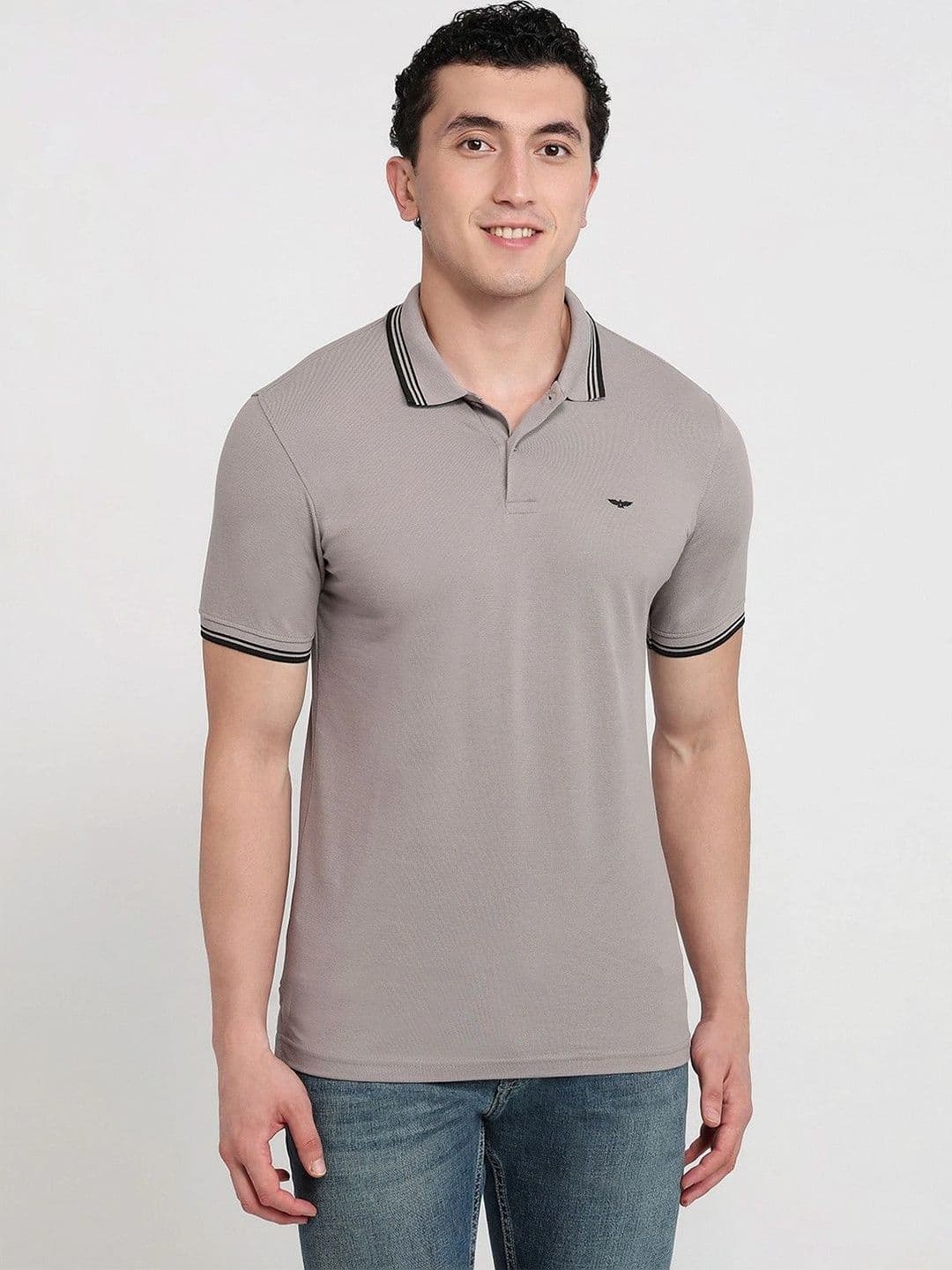 Park Avenue Men Brand Logo Polo Collar Pure Cotton Slim Fit T-shirt - view 1