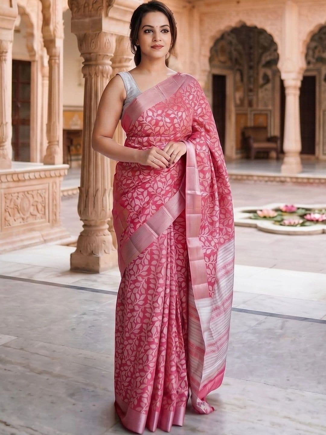 THE AQUARIUS Woven Design Zari Art Silk Banarasi Saree - view 1