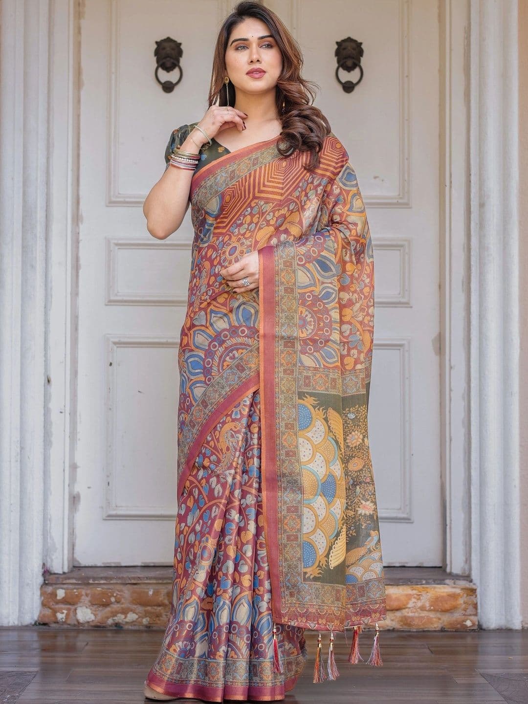Mitera Kalamkari Linen Blend Designer Saree - view 1