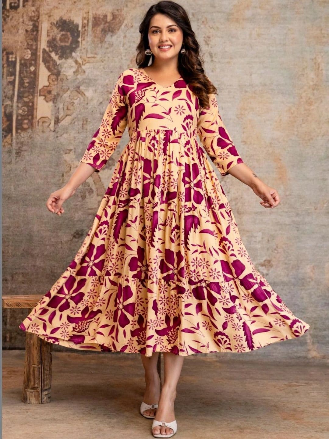 DEVEK Floral Print Maternity A-Line Midi Dress - view 1