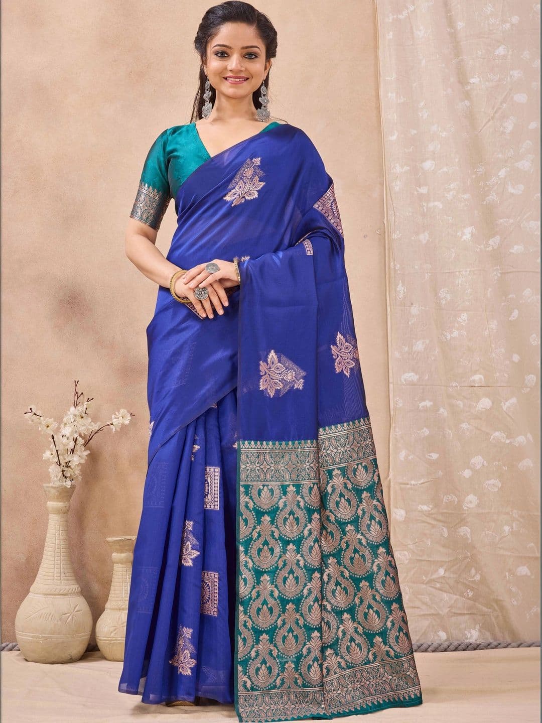 HERE&NOW Woven Design Zari Silk Cotton Banarasi Saree - view 1