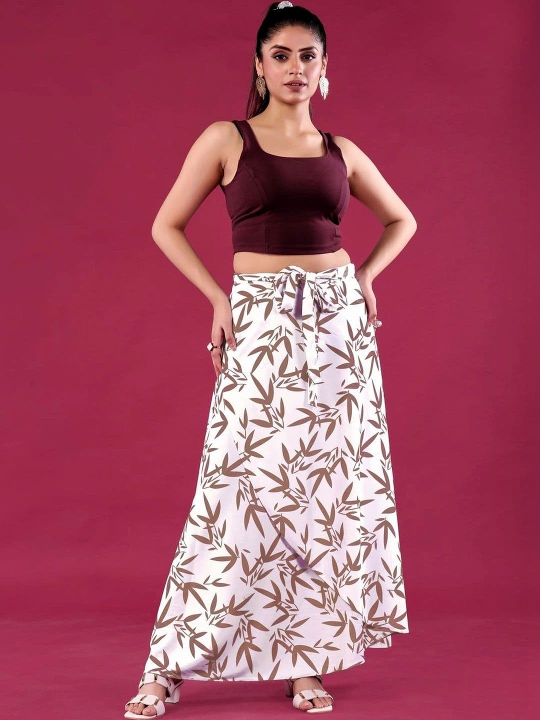 Moda Rapido Women Cotton Cambric Floral Tropical Front Slit Maxi Wrap Skirt - view 1