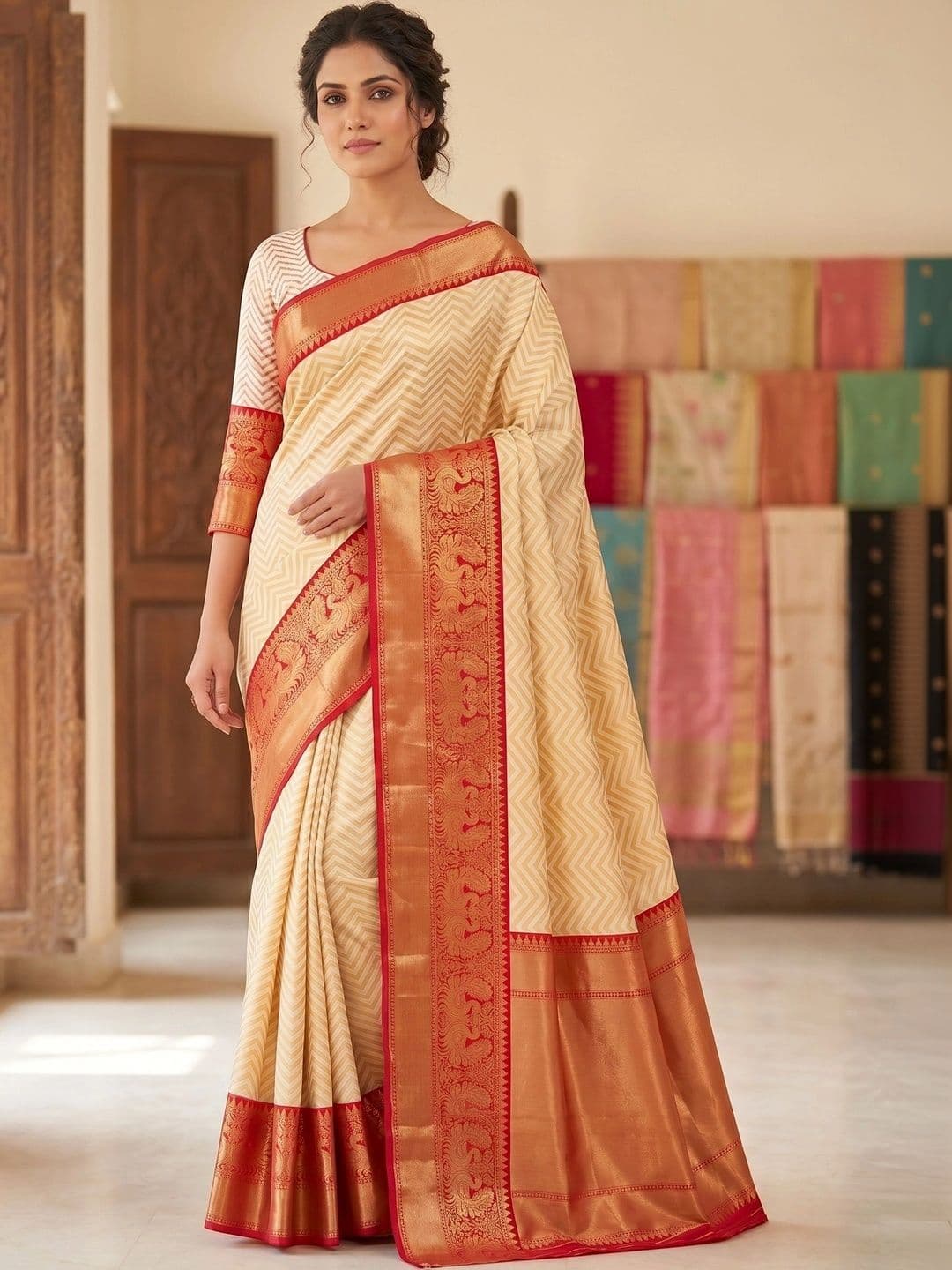 AmiFashion Woven Design Zari Art Silk Banarasi Saree - view 1
