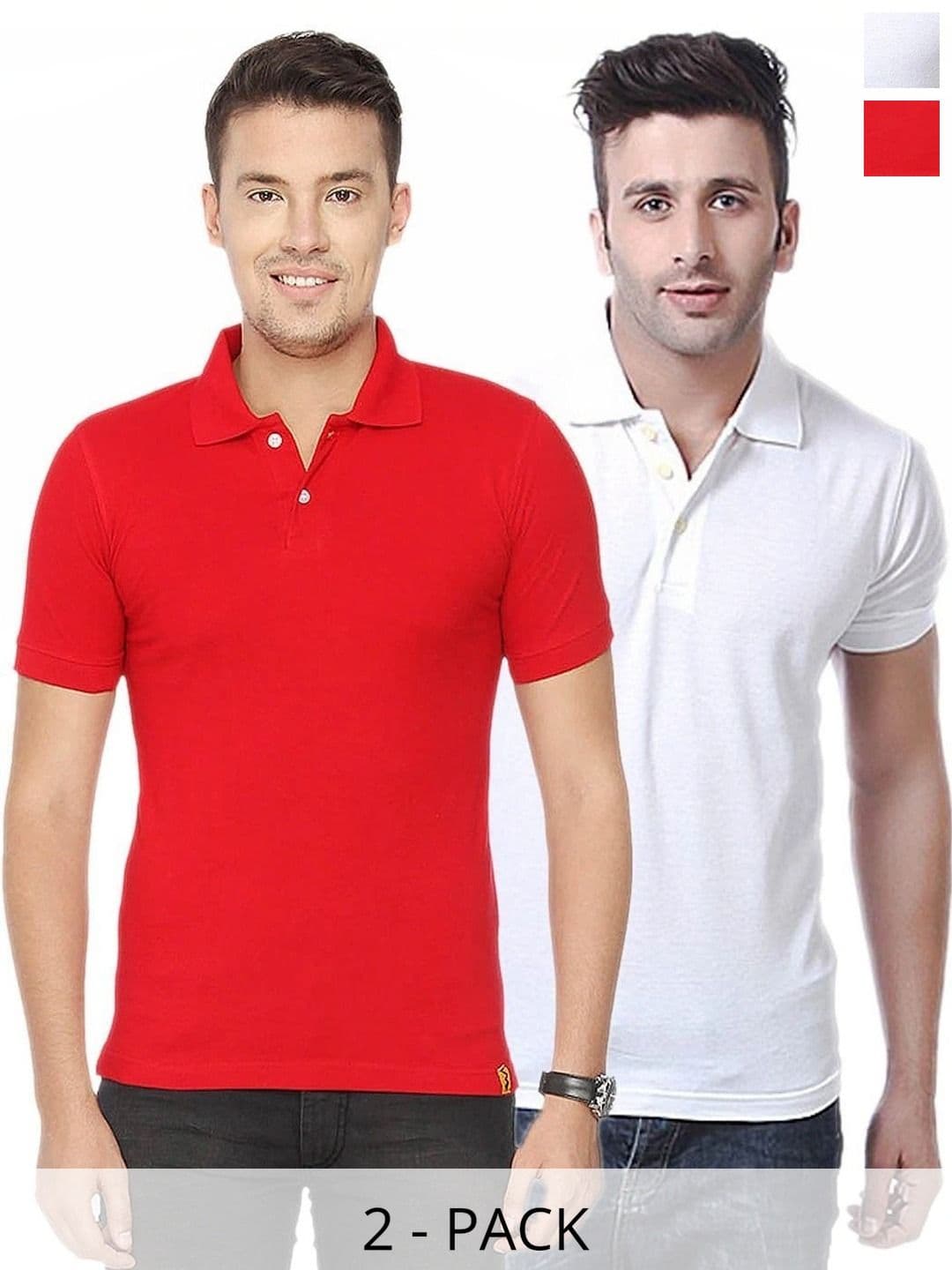FUNKY GUYS Men 2 Polo Collar Slim Fit T-shirt - view 1