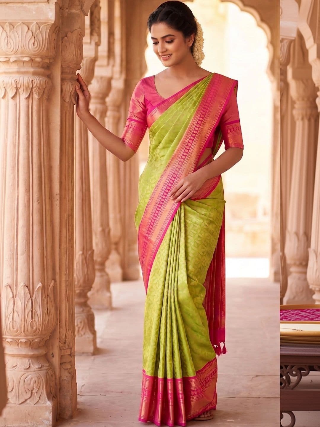 Freezeit Woven Design Zari Art Silk Banarasi Saree - view 1